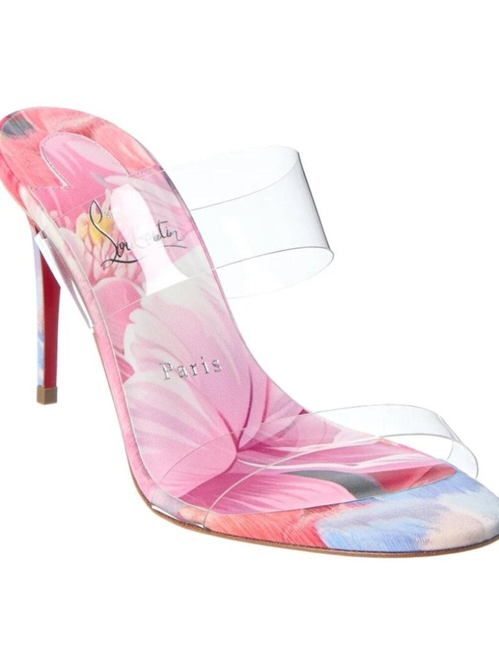 Christian Louboutin JUST NOTHING 85 Silk Peonies Mules Sandals Heels Slides